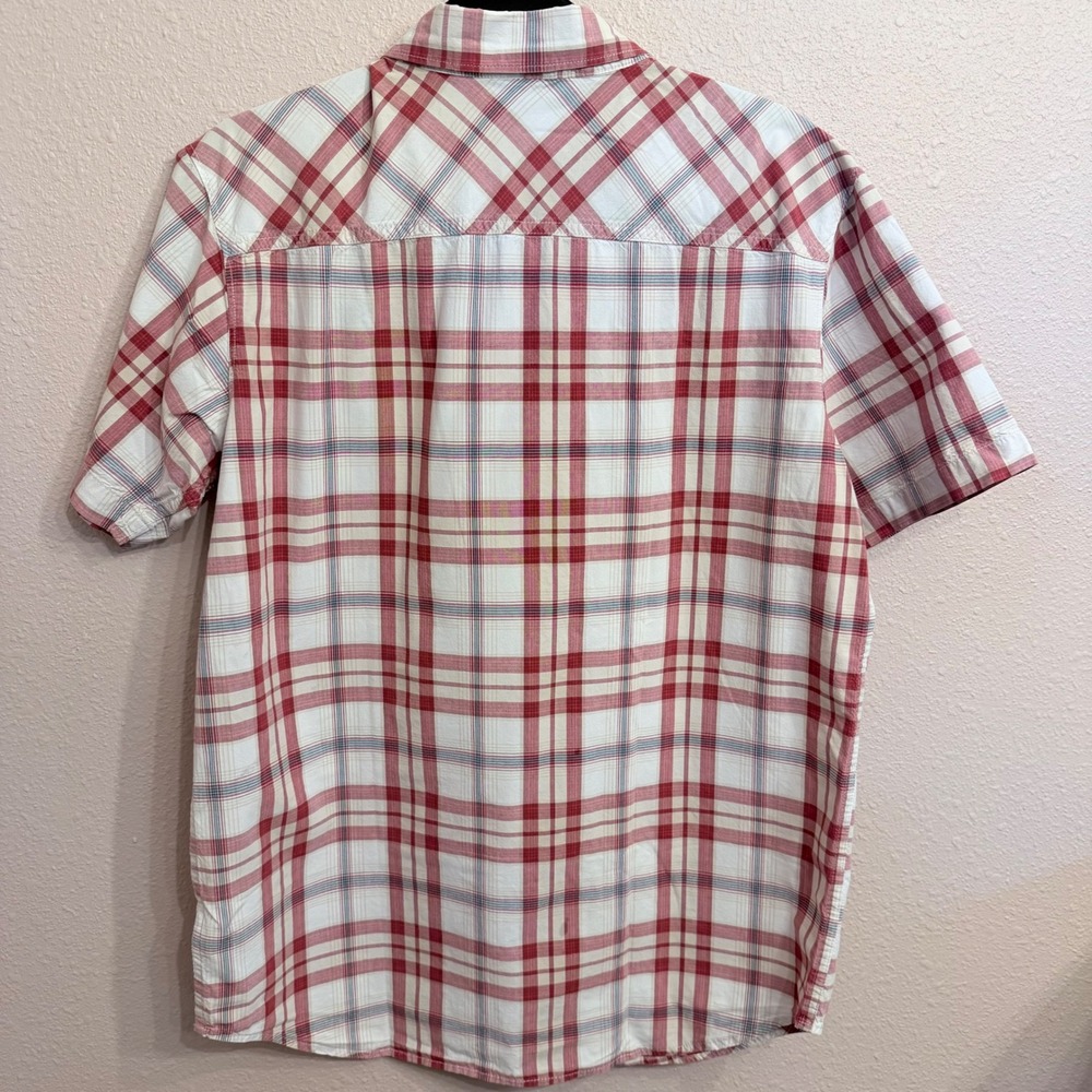 Columbia Mens Red Plaid Short Sleeve Button Up Shirt Regular Fit Cotton Medium - Picture 3 of 6
